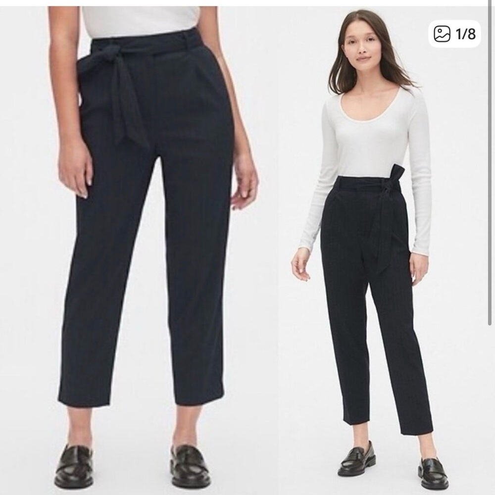 GAP Black Cropped Pants with Tie Belt